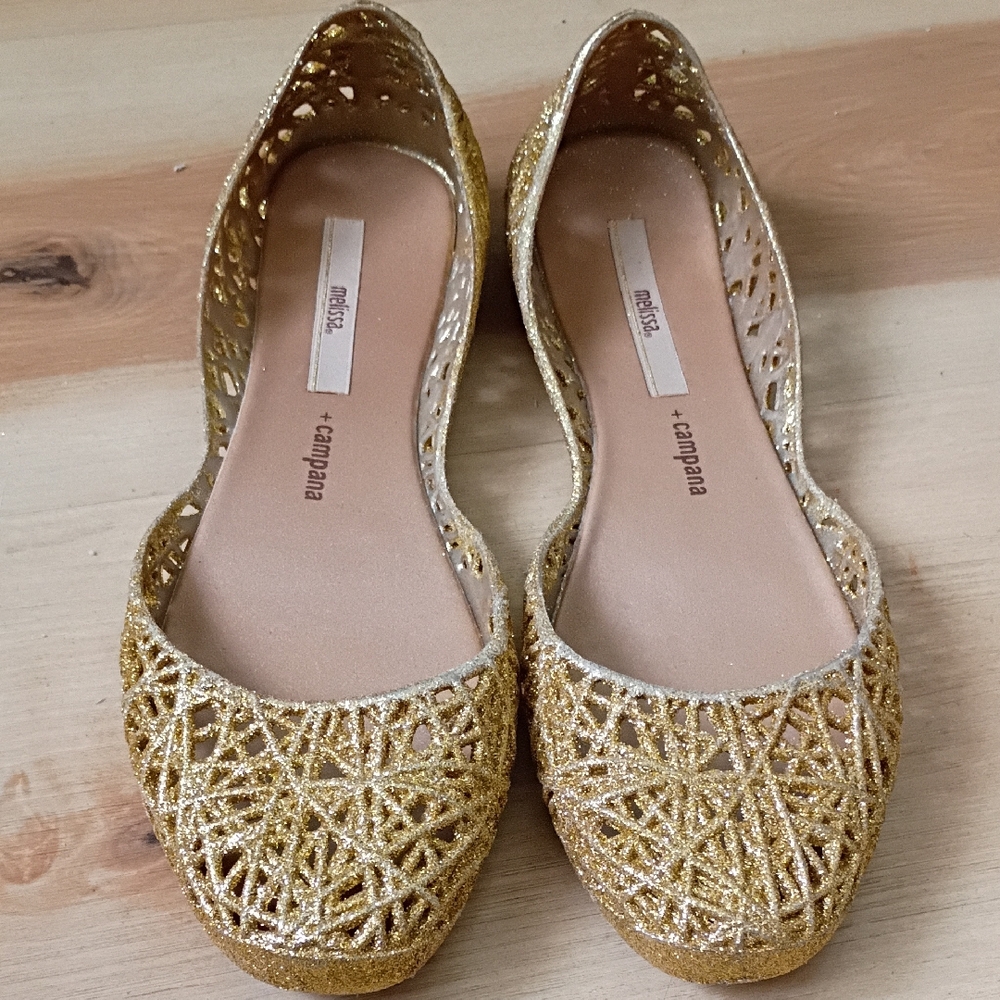 Melissa Campana Glitter Gold Flats